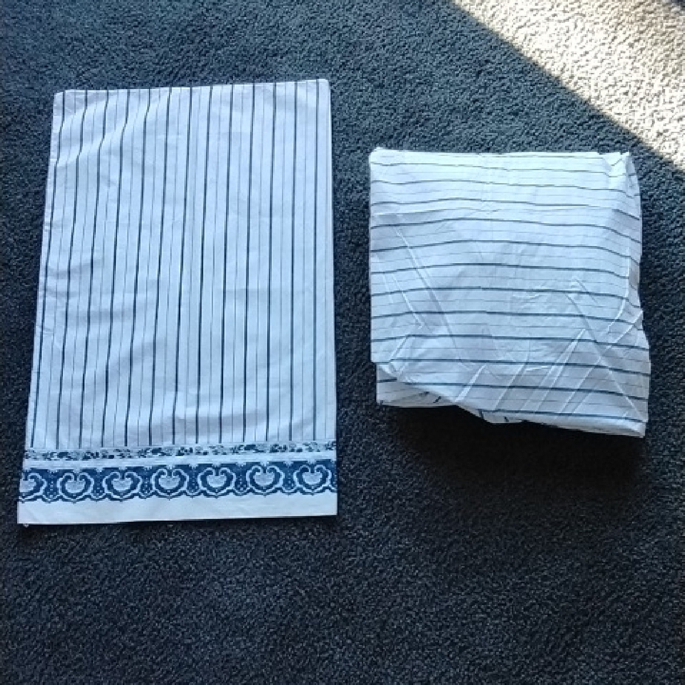 Vintage Ralph Lauren Navy and White Striped Pillow Case and King Fitted Sheet